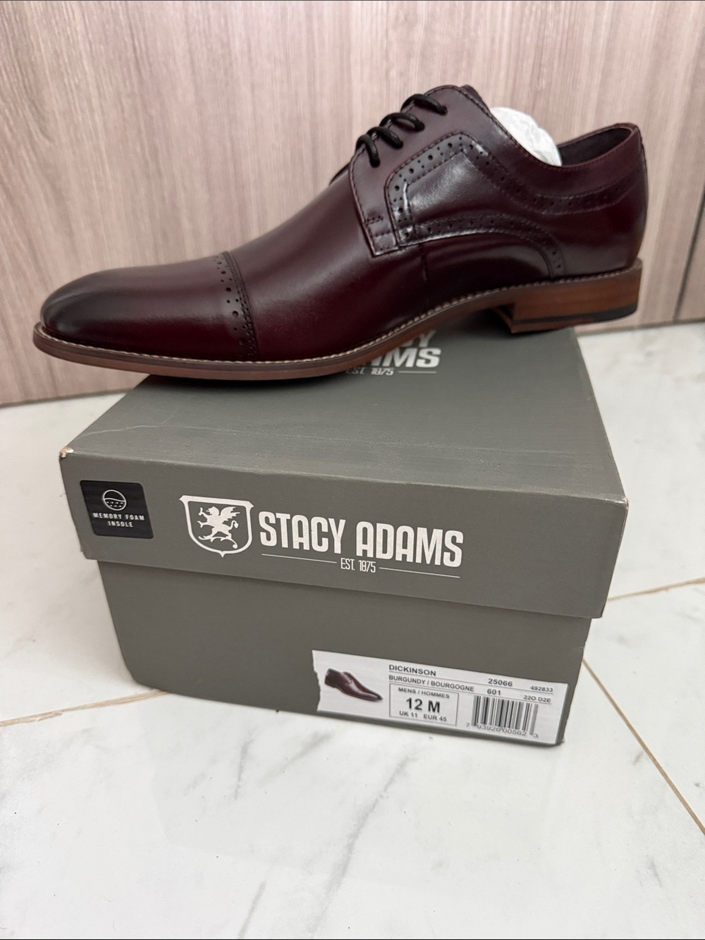 Stacy Adams Burgundy Cap-Toe Leather Derby